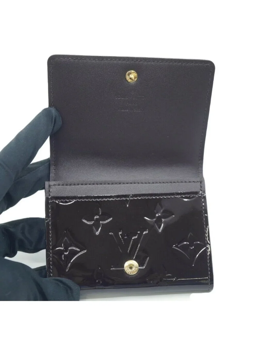 Louis Vuitton Monogram Vernis Business Card Holder Slot Purple Gold